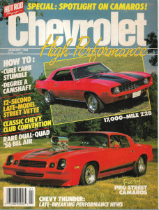 CHEVROLET HIGH PERFORMANCE 1988 JAN - CAMAROS, CARB STUMBLE, CAM ADJ,'56 BELAIR